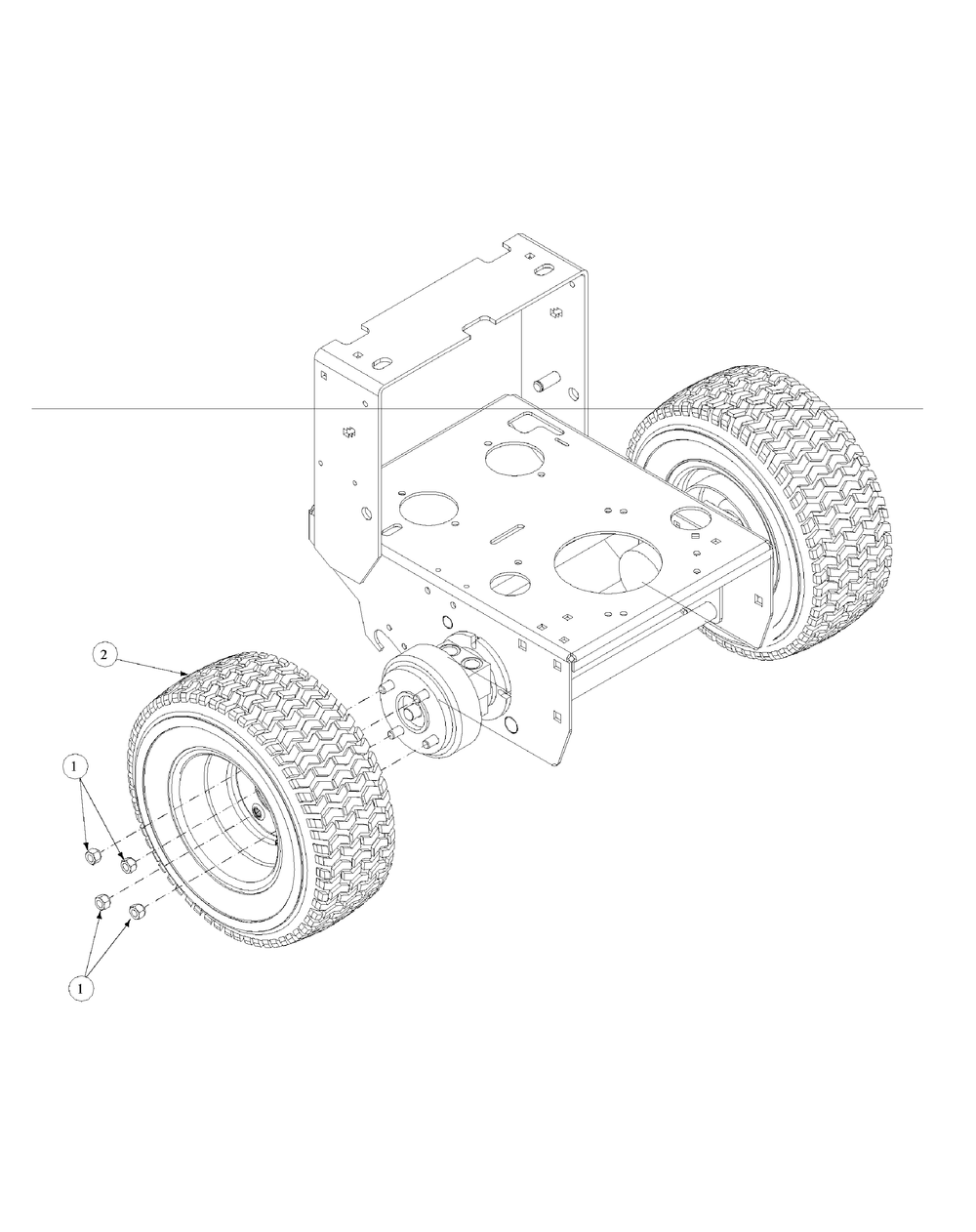 Wheel Assembly Diagram and Parts List for H1748 55AE3D4S750-WAM Cub Cadet Lawn Mower